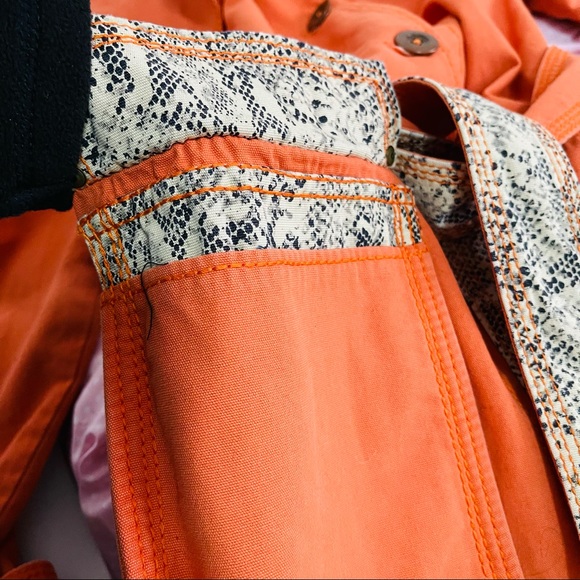 RARE Rebecca Taylor Orange Snake Print Trench Coat - Picture 3 of 9